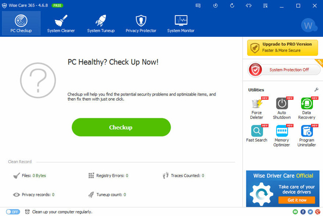 Giao diện của phần mềm Wise Care 365 PRO