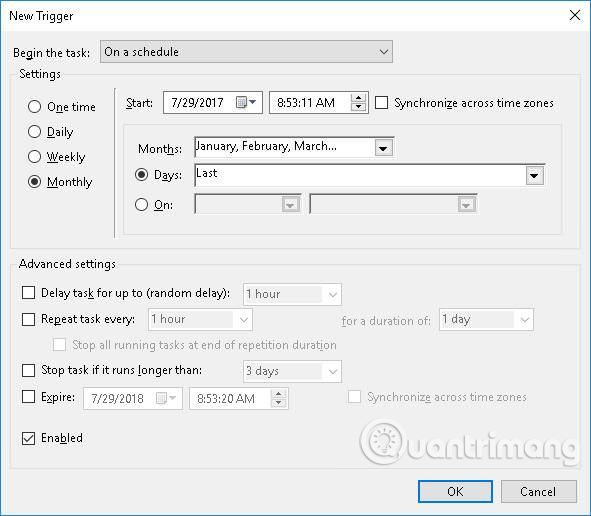 Chọn thời gian xóa