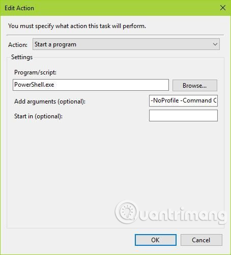 Gõ lệnh trong Add arguments (optional)