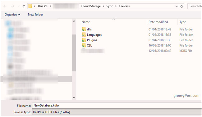 Lưu file KDBX
