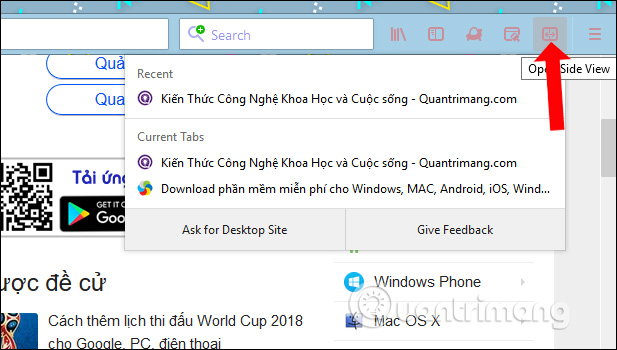 Mở tab cùng 1 cửa sổ 