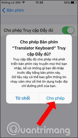 Cho phép truy cập