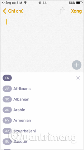 Chọn ngôn ngữ đích 