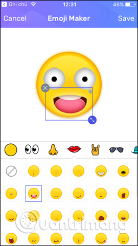 Chọn các thành phần emoji