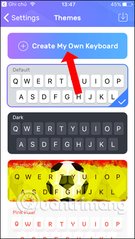Tạo theme mới cho bàn phím