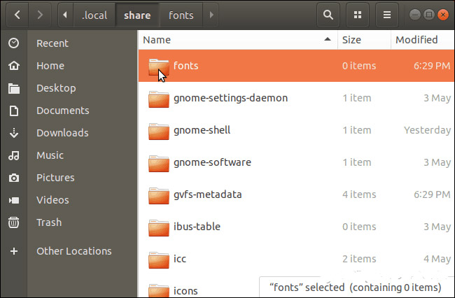 Cài đặt font cho người dùng hiện tại