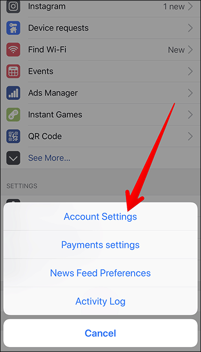 Cài đặt tài khoản Facebook
