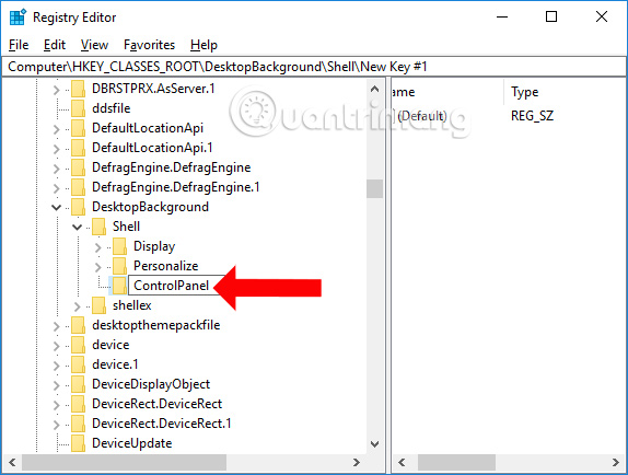 Tạo khóa ControlPanel
