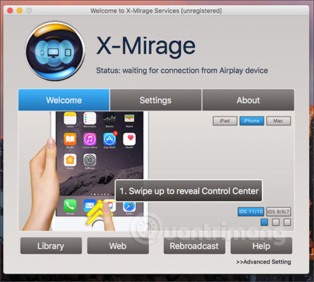 Giao diện X-Mirage trên máy tính