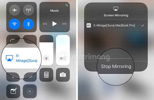 Dừng chiếu màn hình iPhone lên máy tính