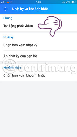 Nhấn vào Tự động phát video