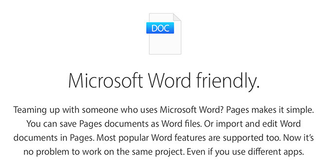 iWork cũng tương thích với Microsoft Office