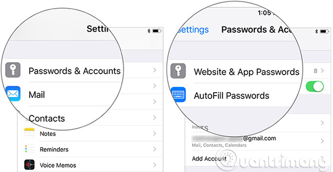 Chọn Website & App Passwords
