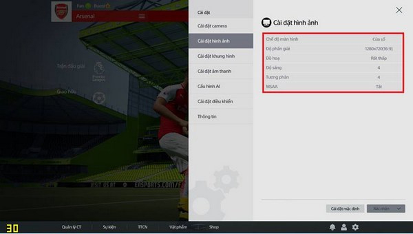Cài đặt hình ảnh FIFA Online 4