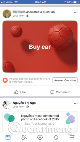 Trả lời câu hỏi trên Facebook
