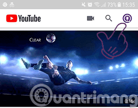 Nhấp vào icon profile trên app YouTube