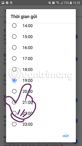 Chọn giờ để YouTube gửi thông báo
