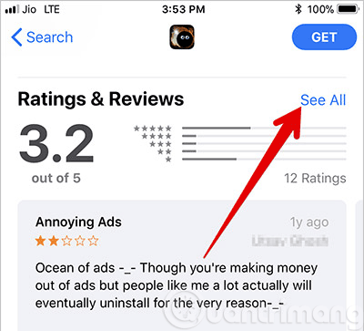 Nhấn See all để xem tất cả đánh giá
