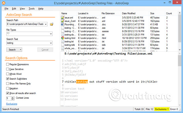 Phần mềm AstroGrep