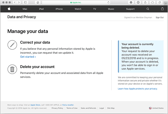 Thông báo tài khoản đang bị xóa