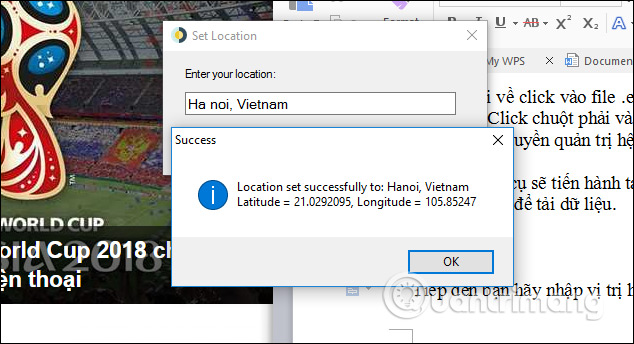 Cập nhật vị trí thành công