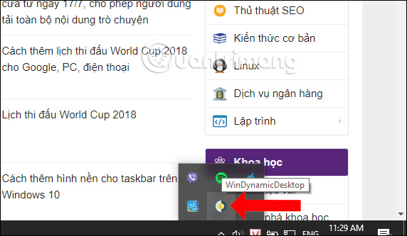 WinDynamicDesktop chạy nền