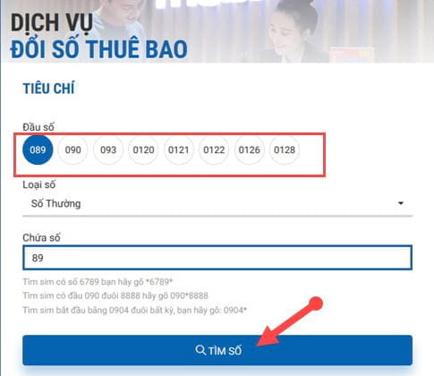 Lựa chọn đầu số thay đổi 