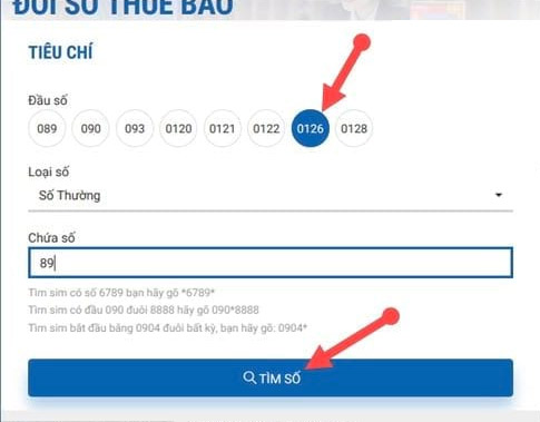 Chọn đầu số đủ điều kiện 