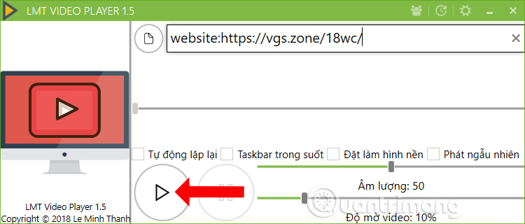 Nhập website kết quả 