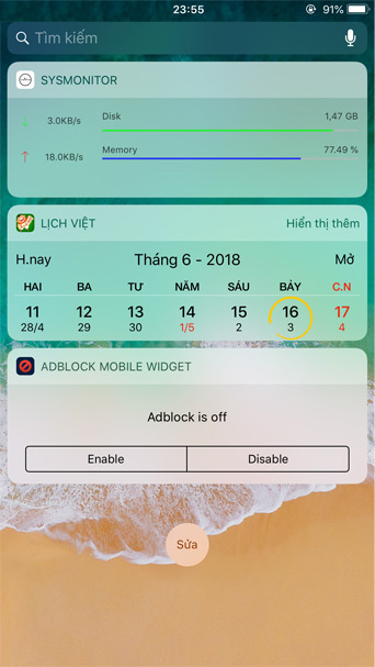 Thêm lịch thi đấu World Cup 2018 vào widget tiện ích 6