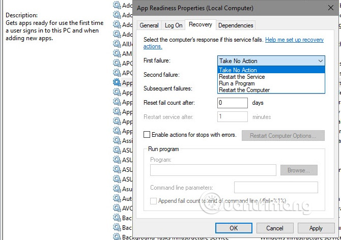 Chọn Restart the Service