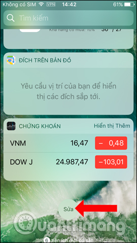Mở widget trên iPhone