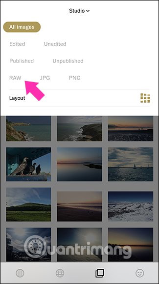 Chọn tùy chọn RAW