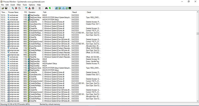 Mở cửa sổ Process Monitor