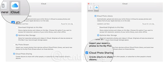 Tích chọn iCloud Photo Sharing trên macOS