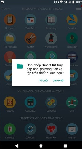 Yêu cầu cấp quyền truy cập vào thư viện hình ảnh của thiết bị