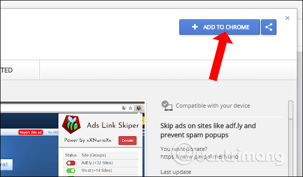 Cài tiện ích Ads Link Skiper