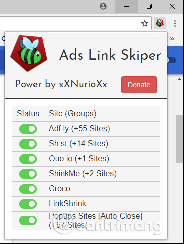 Danh sách tên miền hỗ trợ