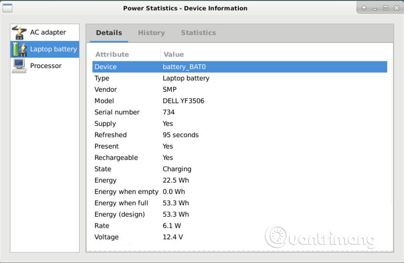 Công cụ GNOME Power Statistics