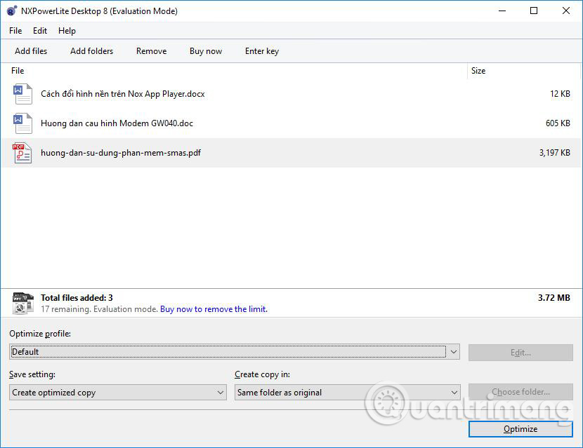 Giao diện nén file 