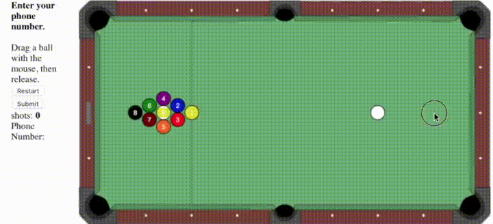 Đánh bi-a để điền số điện thoại