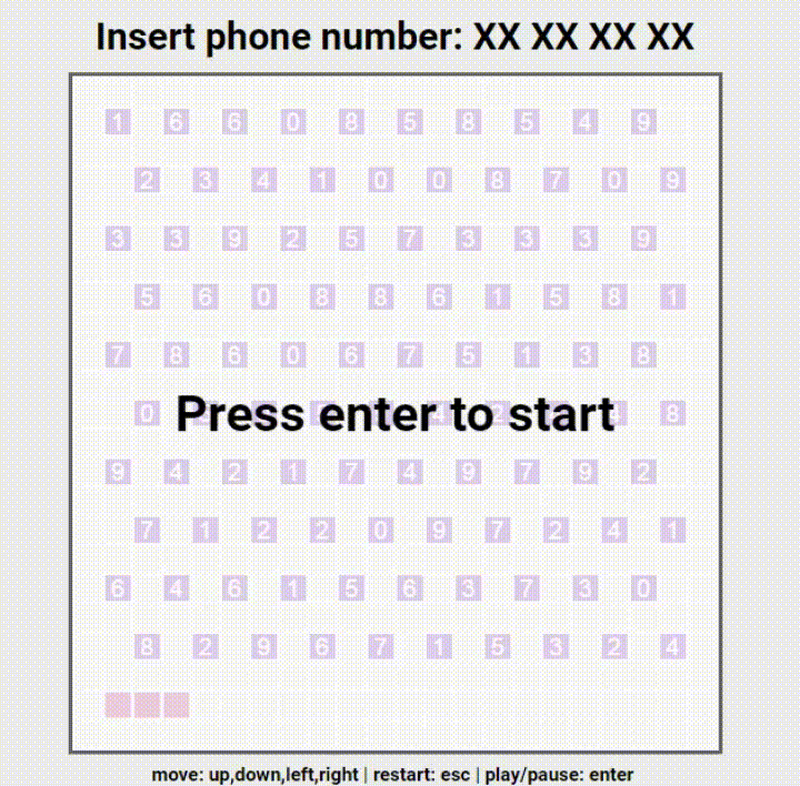 Điền số điện thoại theo cách rắn săn mồi