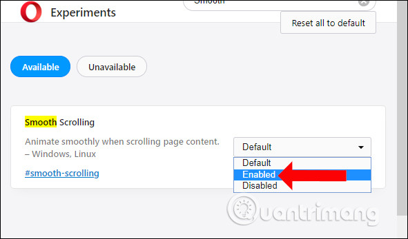Kích hoạt tính năng cuộn mượt