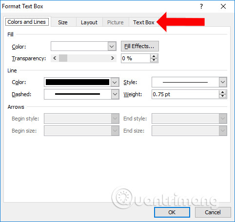Điều chỉnh Text Box 