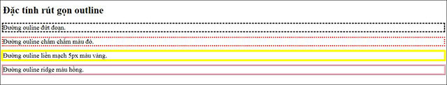 Hình ảnh hiển thị các đường outline trên trình duyệt 