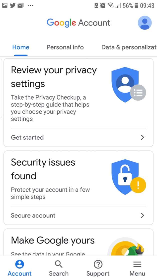 Trang kiểm tra riêng tư và bảo mật mới