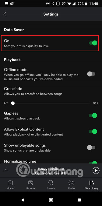 Bật Data Saver trên Spotify