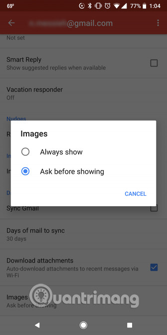 Chọn Ask before showing