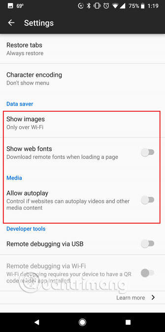 Chạm vào Show Images