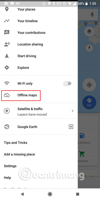 Chọn Offline maps